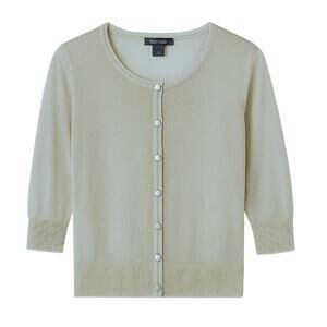 WHBM Sheer Gold Metallic Shimmer Snap Cardigan Size S ✨🌟✨